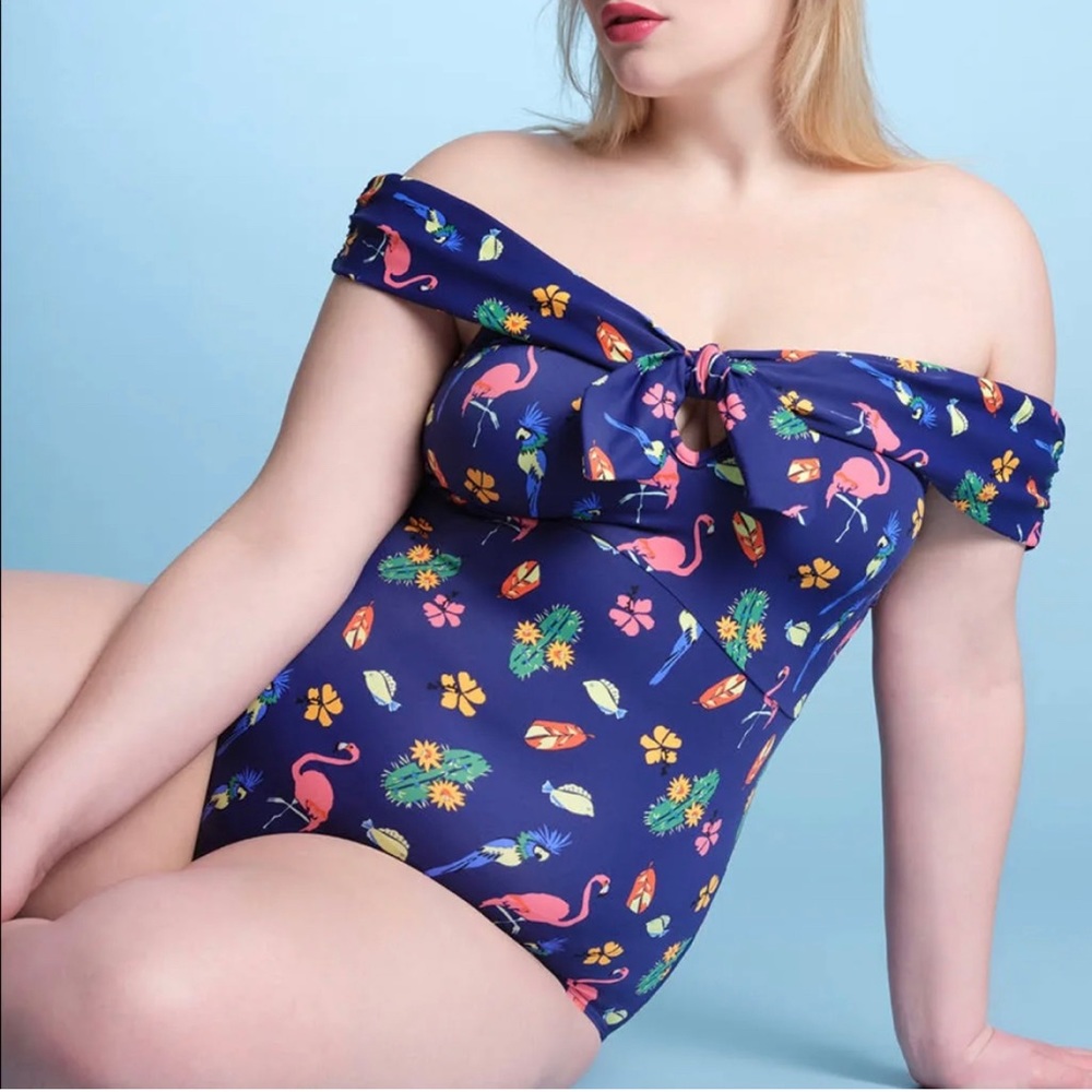 Eloquii Off the Shoulder One Piece Swimsuit sz 22w
